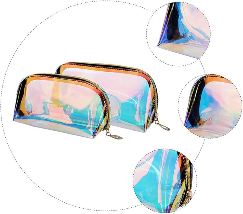 Holographic Makeup Bag Set Of 4 TPU Cosmetic Pouch Travel Organizer - Image 5